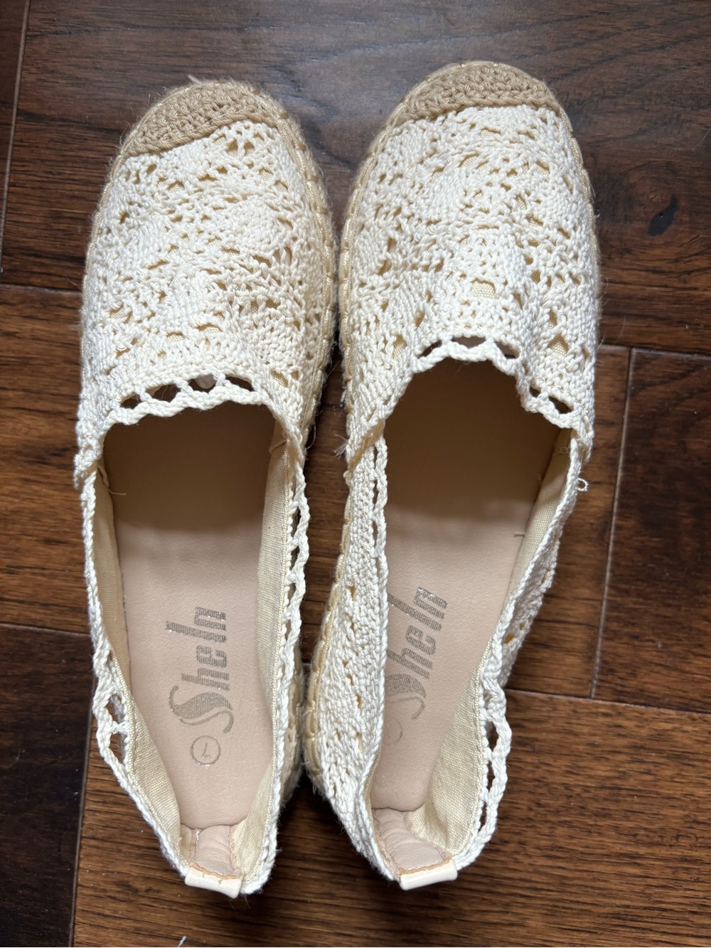 SHEIN Cream Crochet Espadrille Slip-Ons